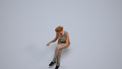 realistic 3D people woman casual sitting, render-ready for V-Ray and Corona, FBX OBJ, back view render