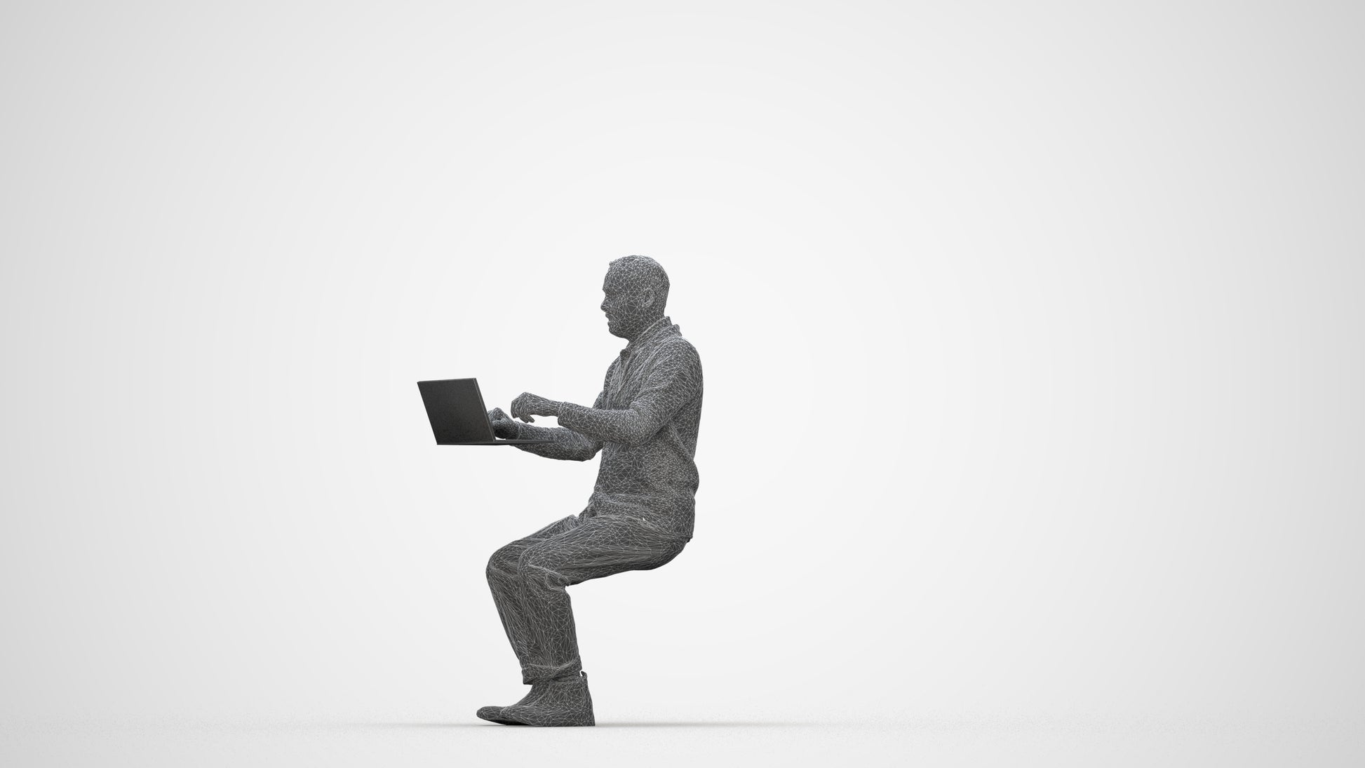 realistic 3D human man business, archviz people FBX OBJ for Blender, wireframe back view