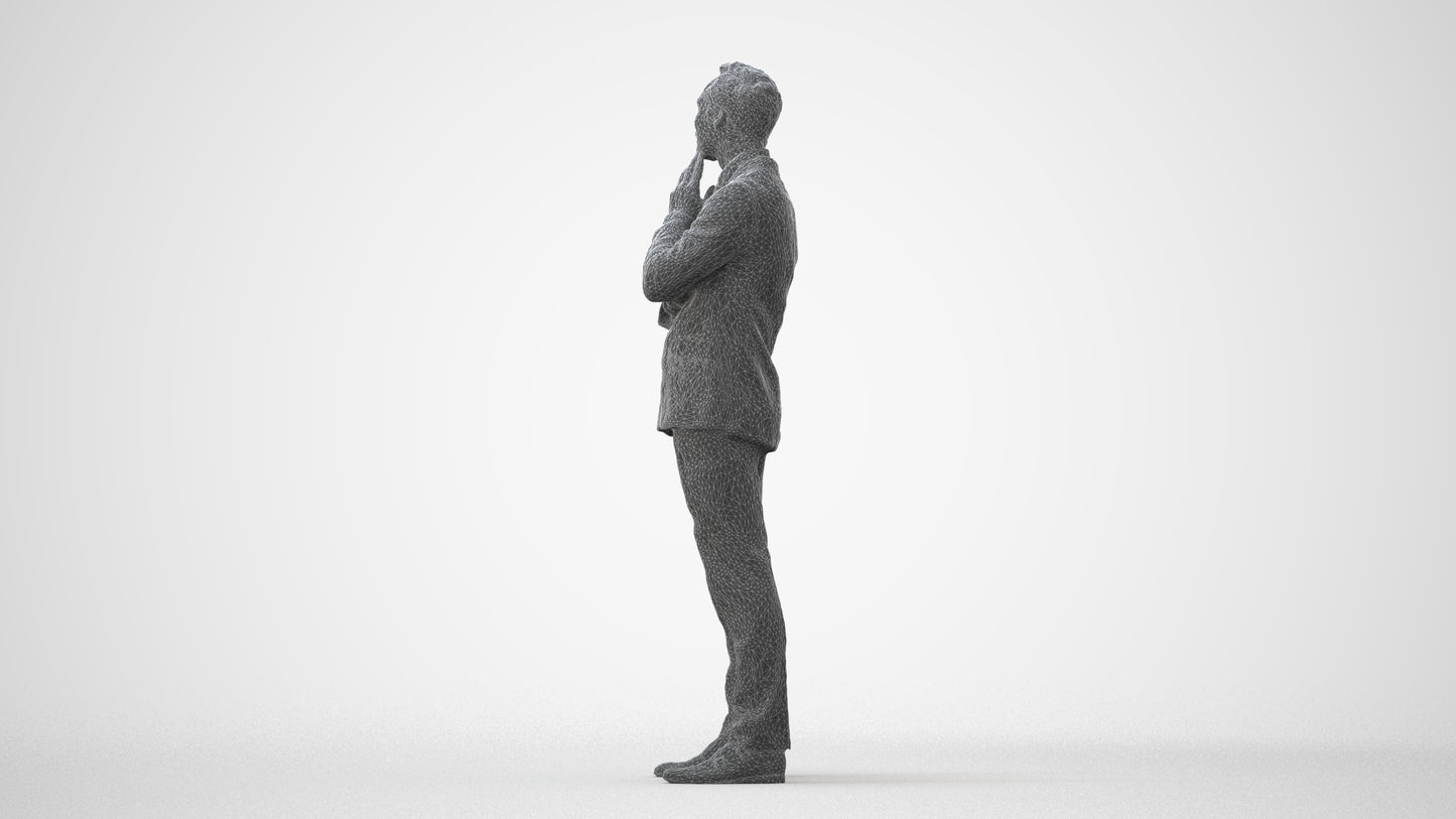 3D human model man formal business, photogrammetry scanned person for archviz, square thumbnail