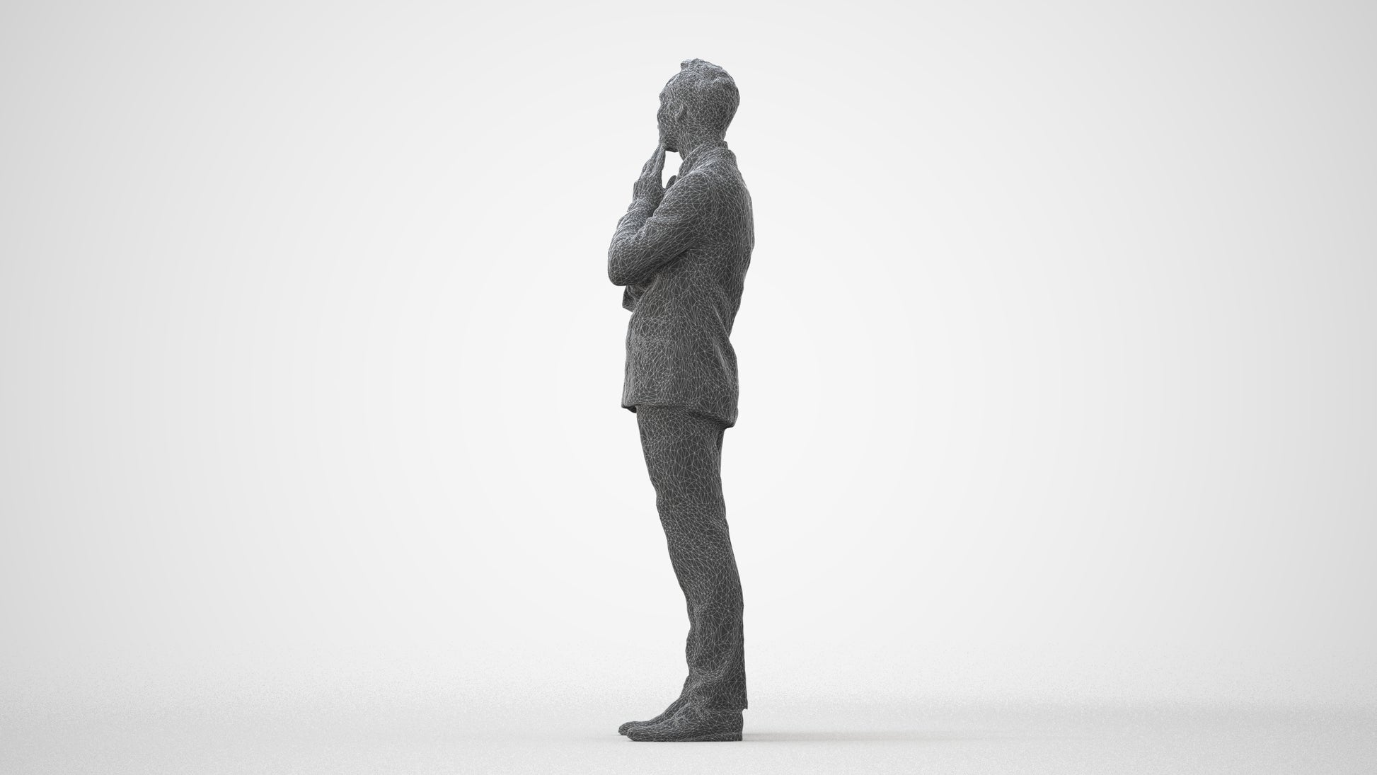 3D human model man formal business, photogrammetry scanned person for archviz, square thumbnail