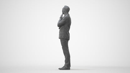 3D human model man formal business, photogrammetry scanned person for archviz, square thumbnail