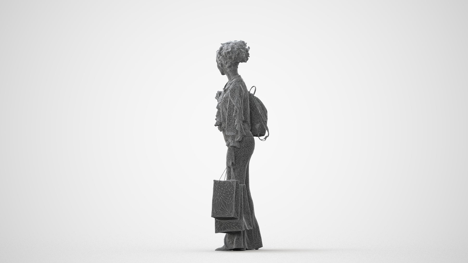 photogrammetry 3D woman casual shopping, realistic human model archviz FBX, square thumbnail