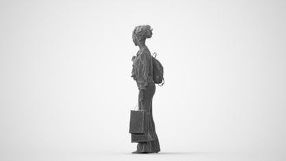 photogrammetry 3D woman casual shopping, realistic human model archviz FBX, square thumbnail