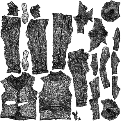scanned 3D man business standing, photogrammetry people for Enscape and V-Ray, wireframe top-down view