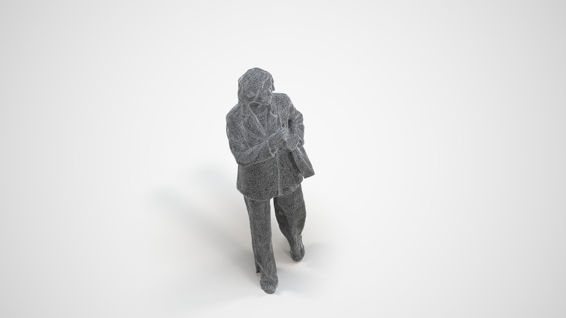 realistic 3D people senior woman business, render-ready for V-Ray and Corona, FBX OBJ, wireframe three-quarter view