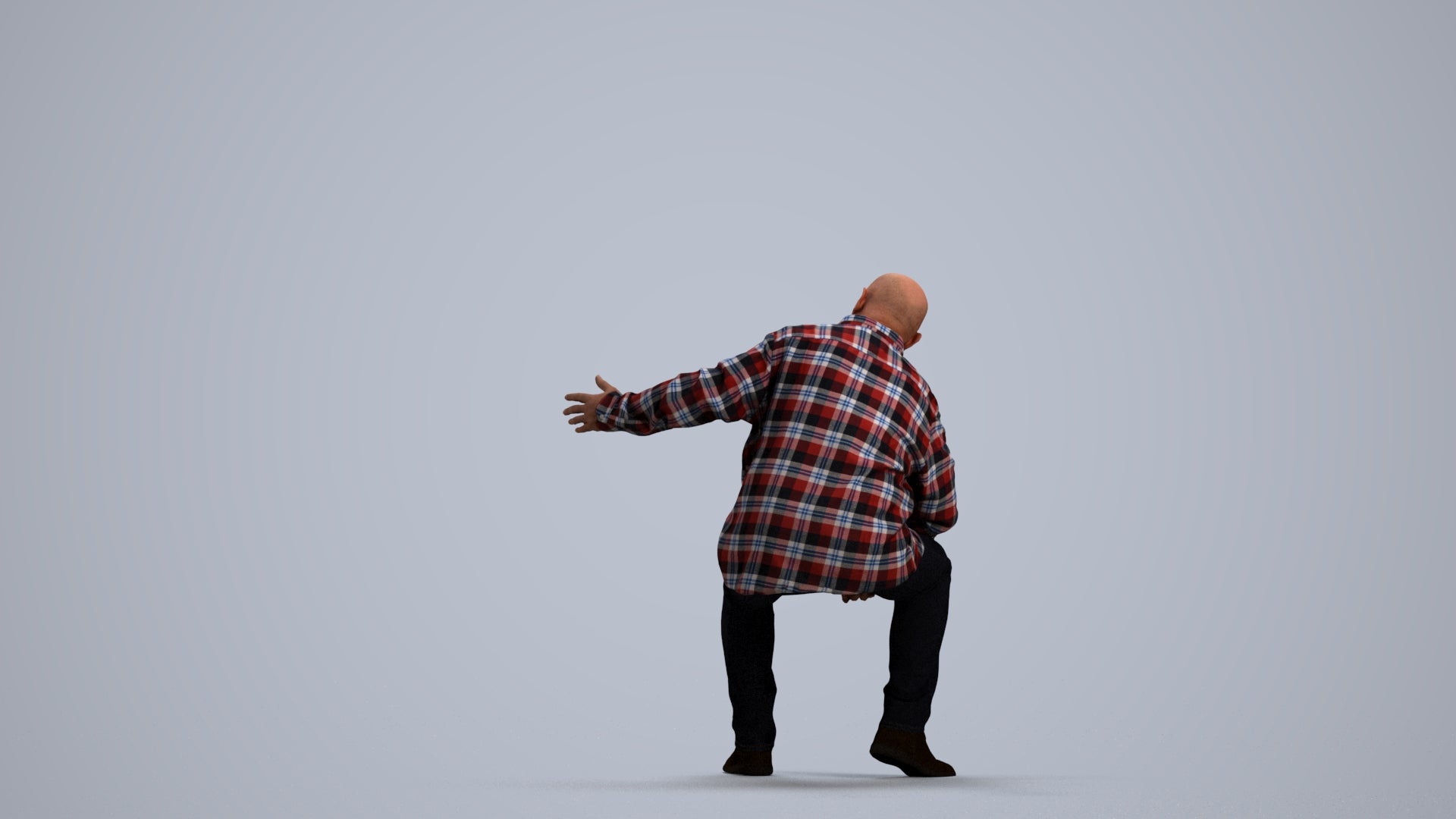 scanned 3D senior man casual sitting, photogrammetry people for Enscape and V-Ray, front view render