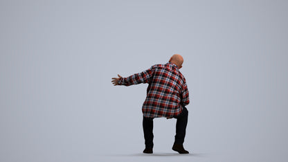 scanned 3D senior man casual sitting, photogrammetry people for Enscape and V-Ray, front view render