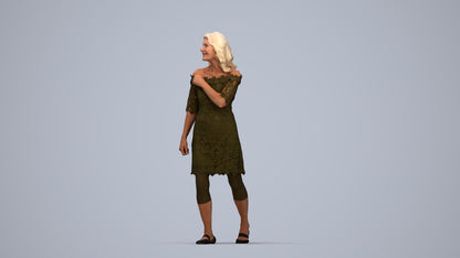 3D scanned senior woman business casual, photorealistic archviz people for Enscape and SketchUp, top-down view render