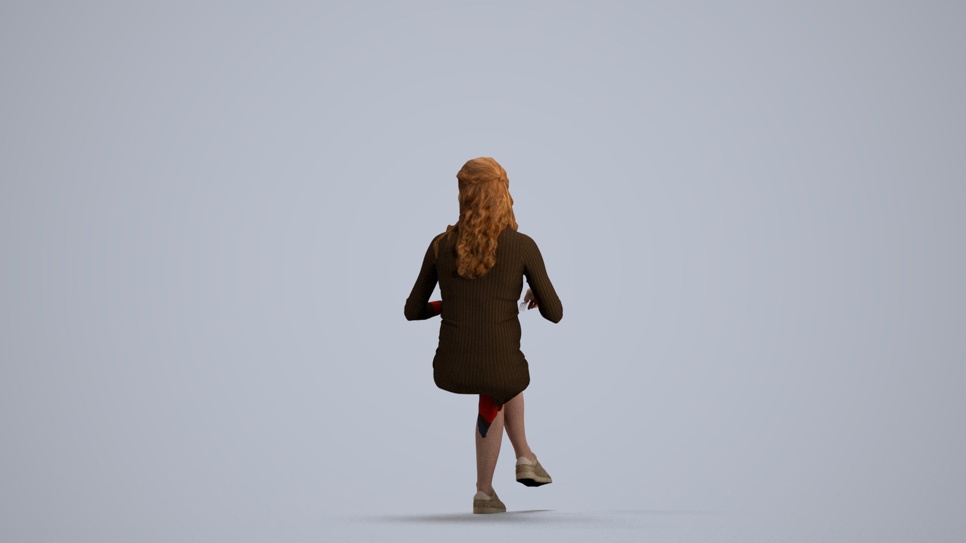 3D people model woman casual sitting, scanned human for 3ds Max rendering, front view render
