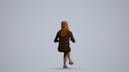 3D people model woman casual sitting, scanned human for 3ds Max rendering, front view render