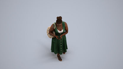 realistic 3D woman casual standing, scanned archviz people for Blender and 3ds Max, back view render
