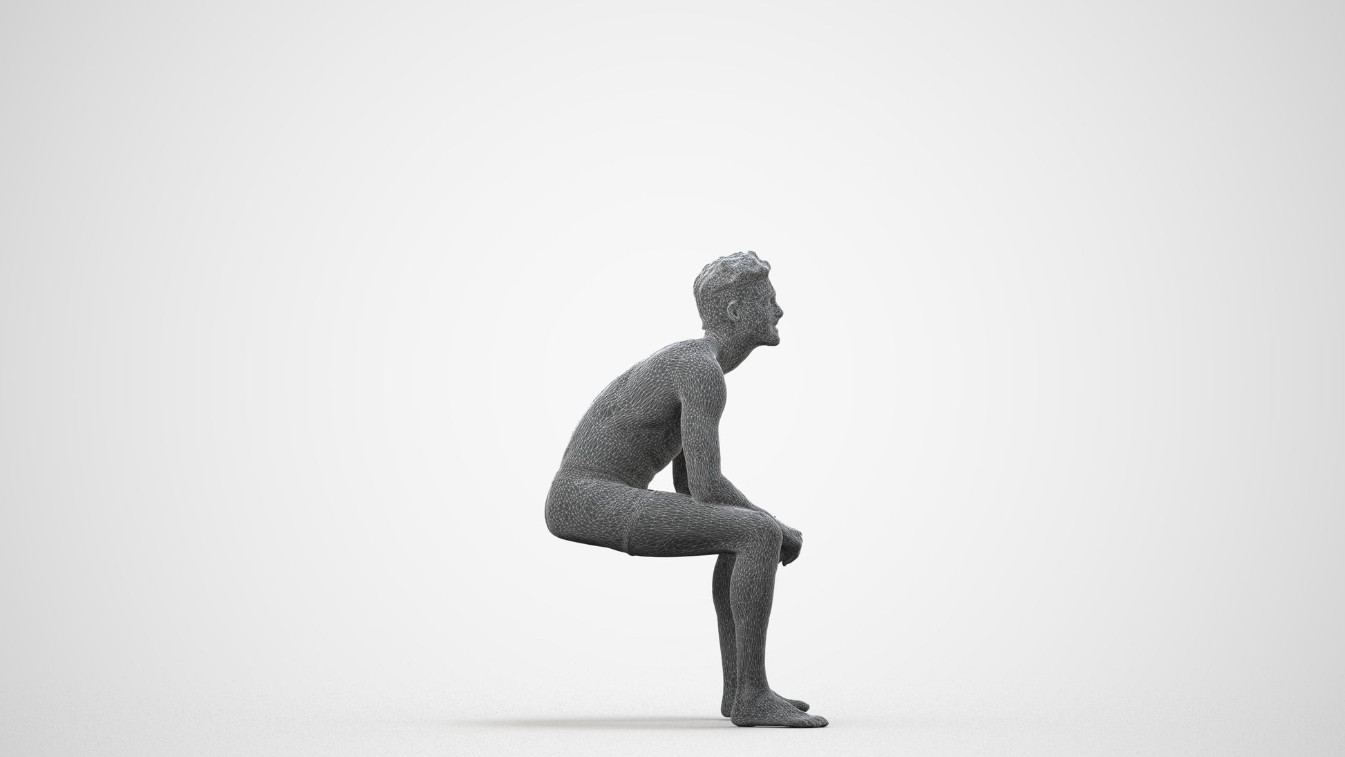photogrammetry 3D man pool, realistic human model archviz FBX, wireframe side view