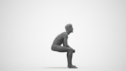photogrammetry 3D man pool, realistic human model archviz FBX, wireframe side view
