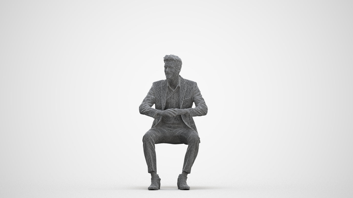 scanned 3D man business, photogrammetry people for Enscape and V-Ray, three-quarter front view render