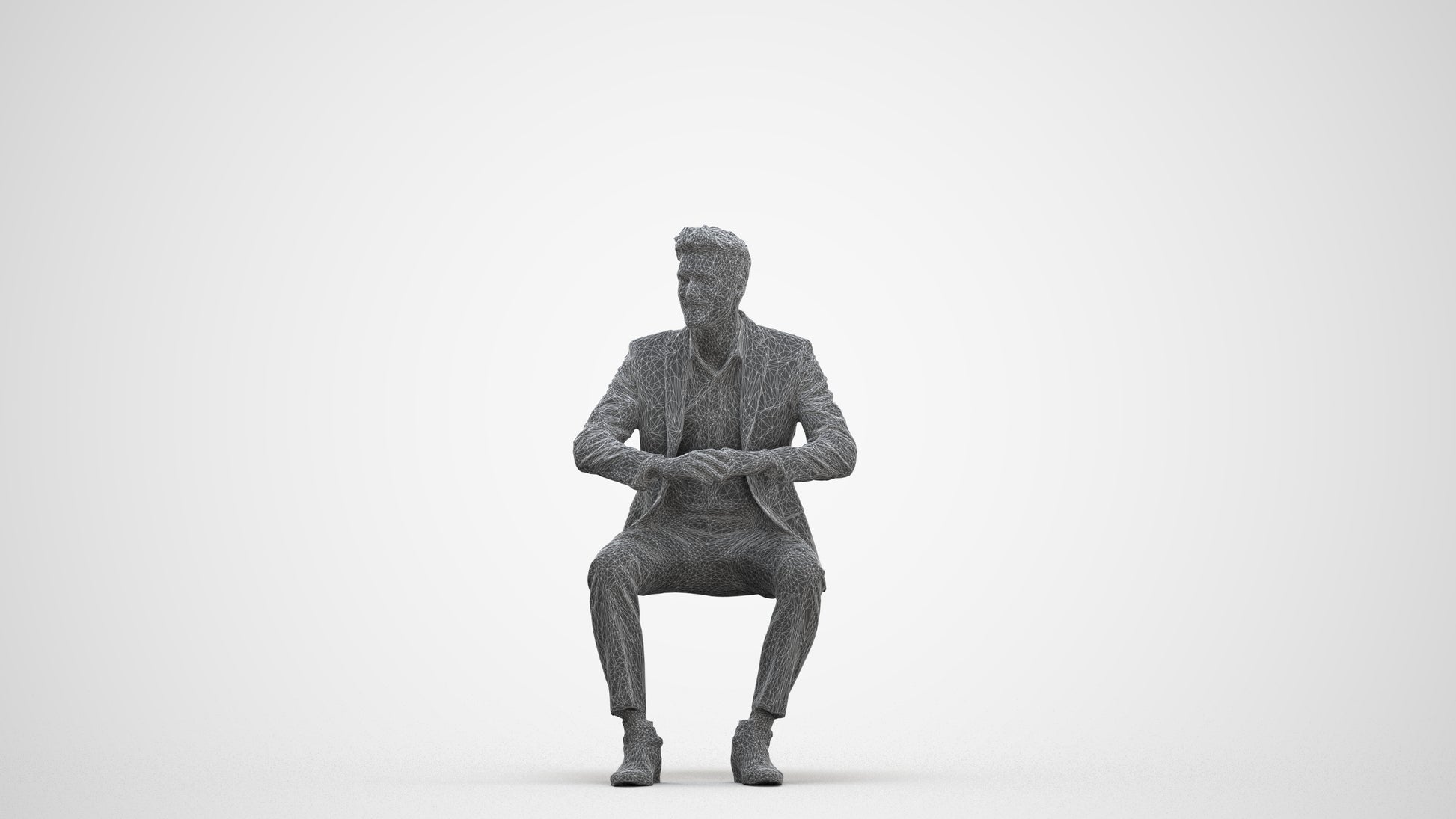 scanned 3D man business, photogrammetry people for Enscape and V-Ray, three-quarter front view render