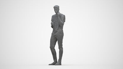 3D people model man casual standing, scanned human for 3ds Max rendering, wireframe back view