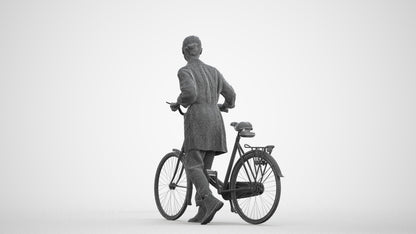 realistic 3D people woman casual cycling, render-ready for V-Ray and Corona, FBX OBJ, wireframe front view