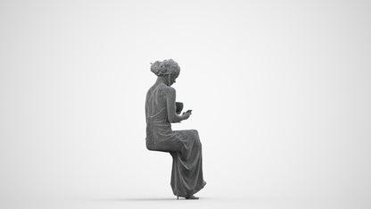 3D people model woman formal formalaffairs, scanned human for 3ds Max rendering, wireframe side view