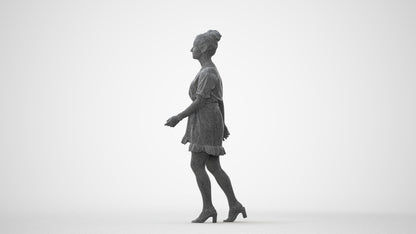 photogrammetry 3D woman casual walking, realistic human model archviz FBX, square thumbnail