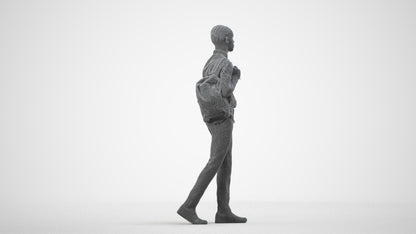 scanned 3D boy kids, photogrammetry people for Enscape and V-Ray, wireframe side view