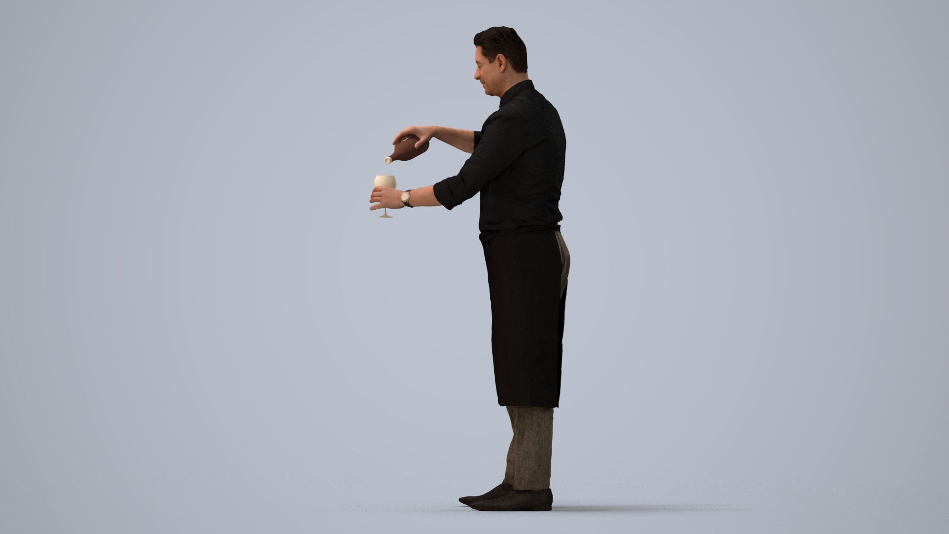 3D scanned man hospitality, photorealistic archviz people for Enscape and SketchUp, three-quarter view render