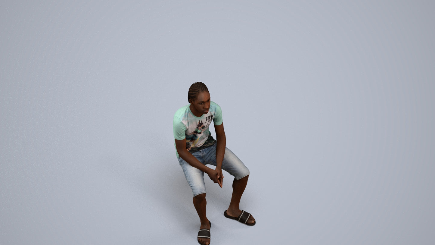 realistic 3D human boy casual kids, archviz people FBX OBJ for Blender, back view render