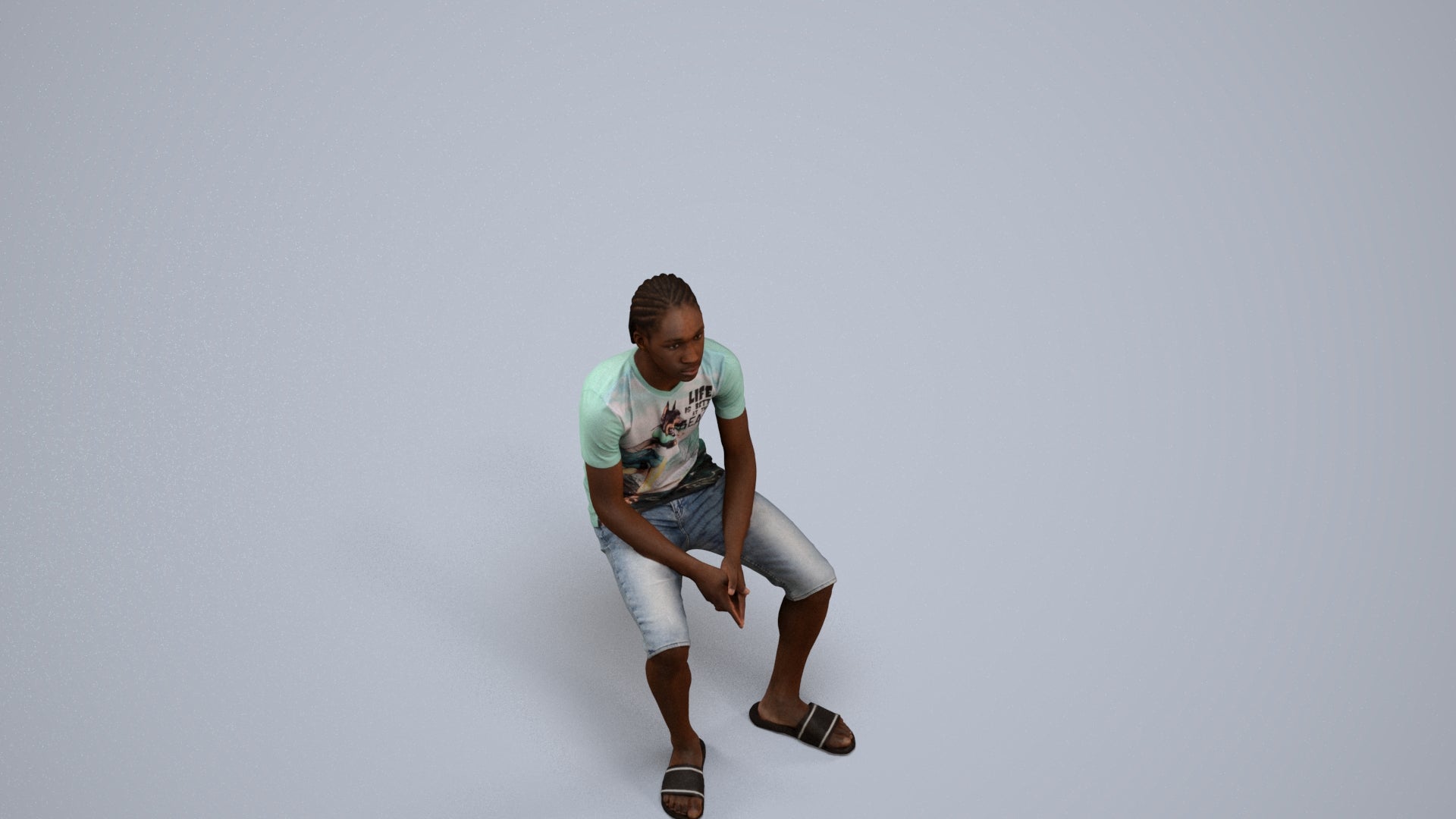 realistic 3D human boy casual kids, archviz people FBX OBJ for Blender, back view render