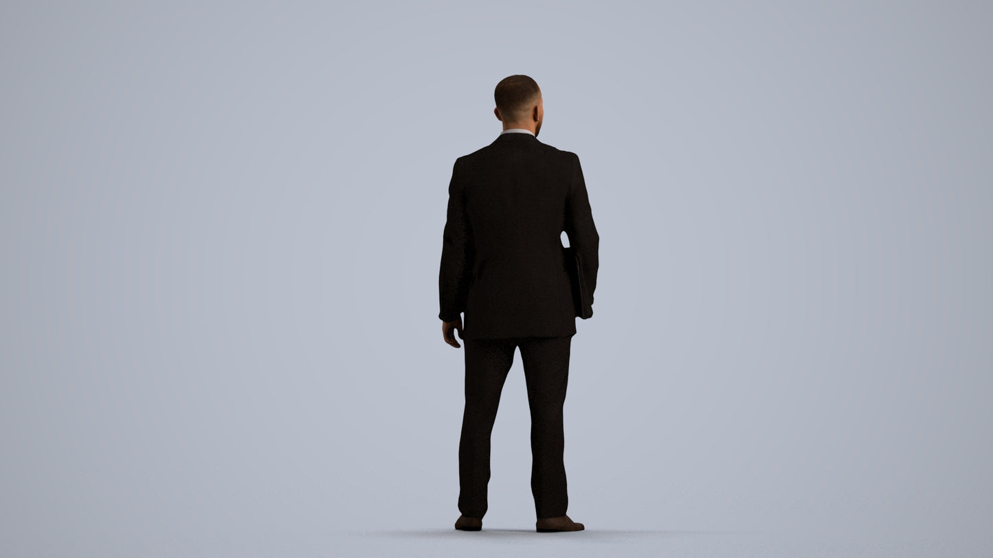 3D people model man business, scanned human for 3ds Max rendering, front view render