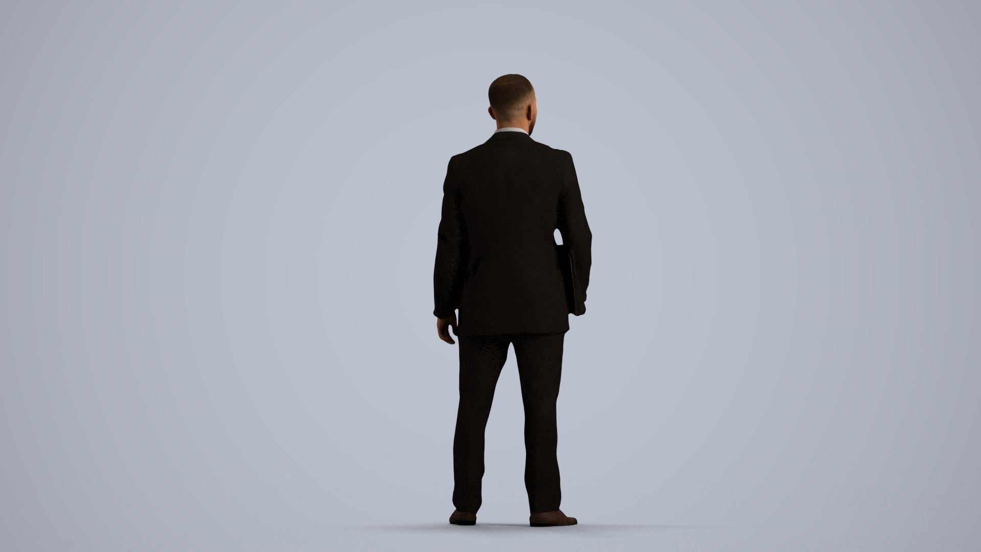 3D people model man business, scanned human for 3ds Max rendering, front view render