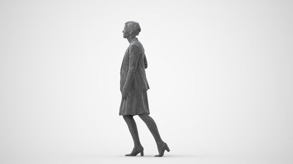 photogrammetry 3D woman business walking, realistic human model archviz FBX, square thumbnail