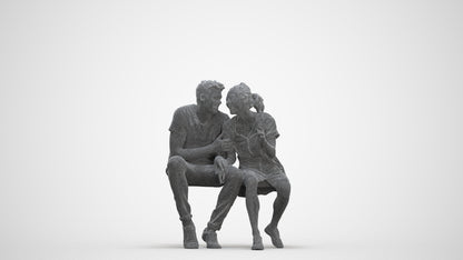 3D people model woman casual couple, scanned human for 3ds Max rendering, three-quarter front view render