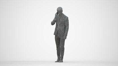 3D human model man business, photogrammetry scanned person for archviz, wireframe back view