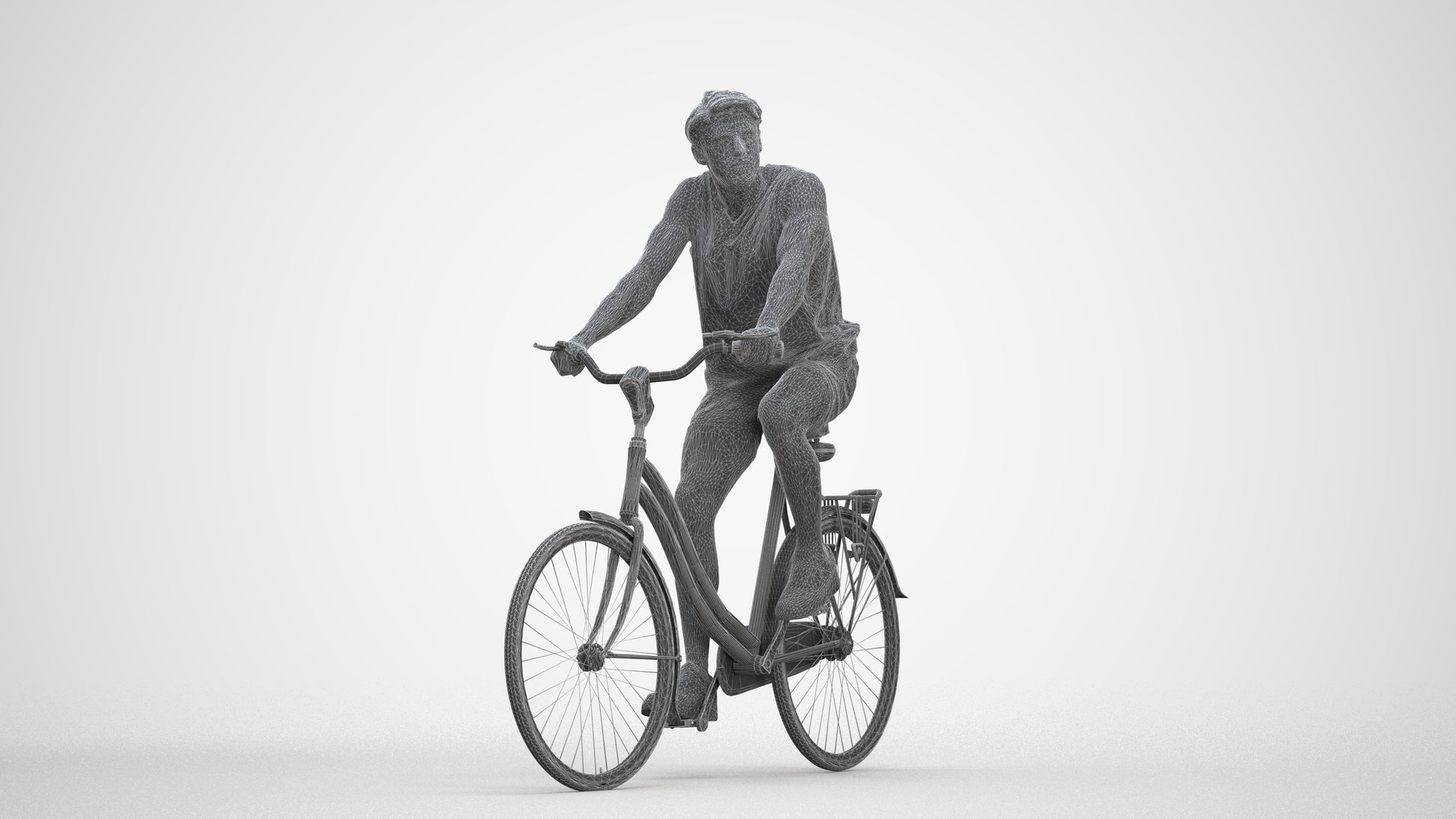 3D scanned man cycling, photorealistic archviz people for Enscape and SketchUp, three-quarter front view render