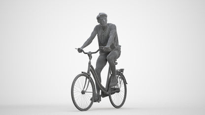 3D scanned man cycling, photorealistic archviz people for Enscape and SketchUp, three-quarter front view render