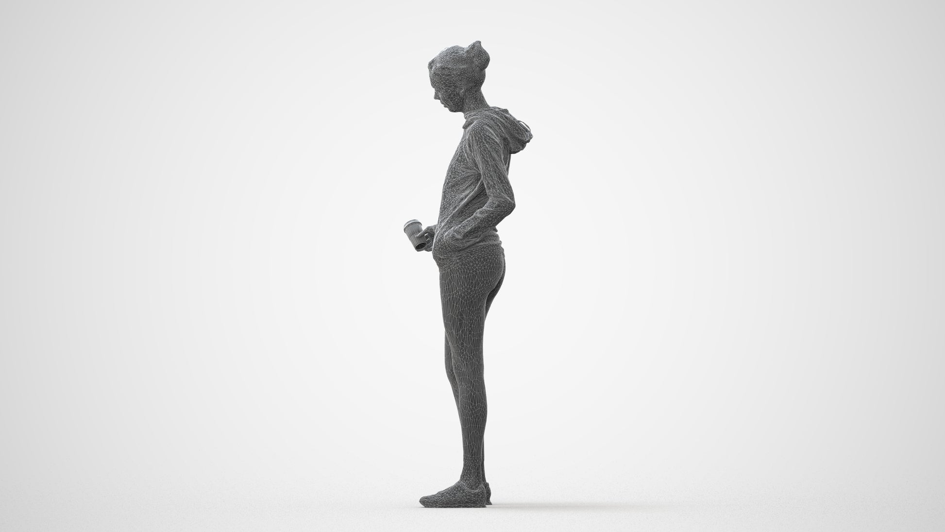 3D scanned woman standing sport, photorealistic archviz people for Enscape and SketchUp, square thumbnail