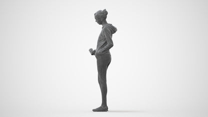 3D scanned woman standing sport, photorealistic archviz people for Enscape and SketchUp, square thumbnail