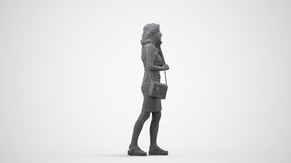 realistic 3D human woman business walking, archviz people FBX OBJ for Blender, wireframe side view