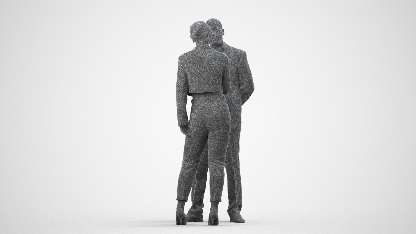 3D scanned woman business, photorealistic archviz people for Enscape and SketchUp, wireframe side view