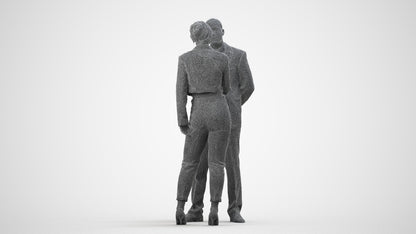 3D scanned woman business, photorealistic archviz people for Enscape and SketchUp, wireframe side view