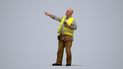 realistic 3D senior man standing, scanned archviz people for Blender and 3ds Max, standing pose render