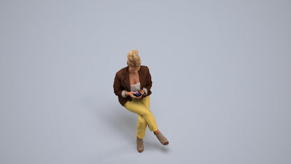 3D people model woman business sitting, scanned human for 3ds Max rendering, back view render