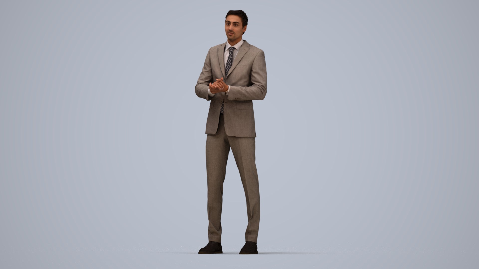 realistic 3D human man business, archviz people FBX OBJ for Blender, top-down view render