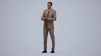 realistic 3D human man business, archviz people FBX OBJ for Blender, top-down view render