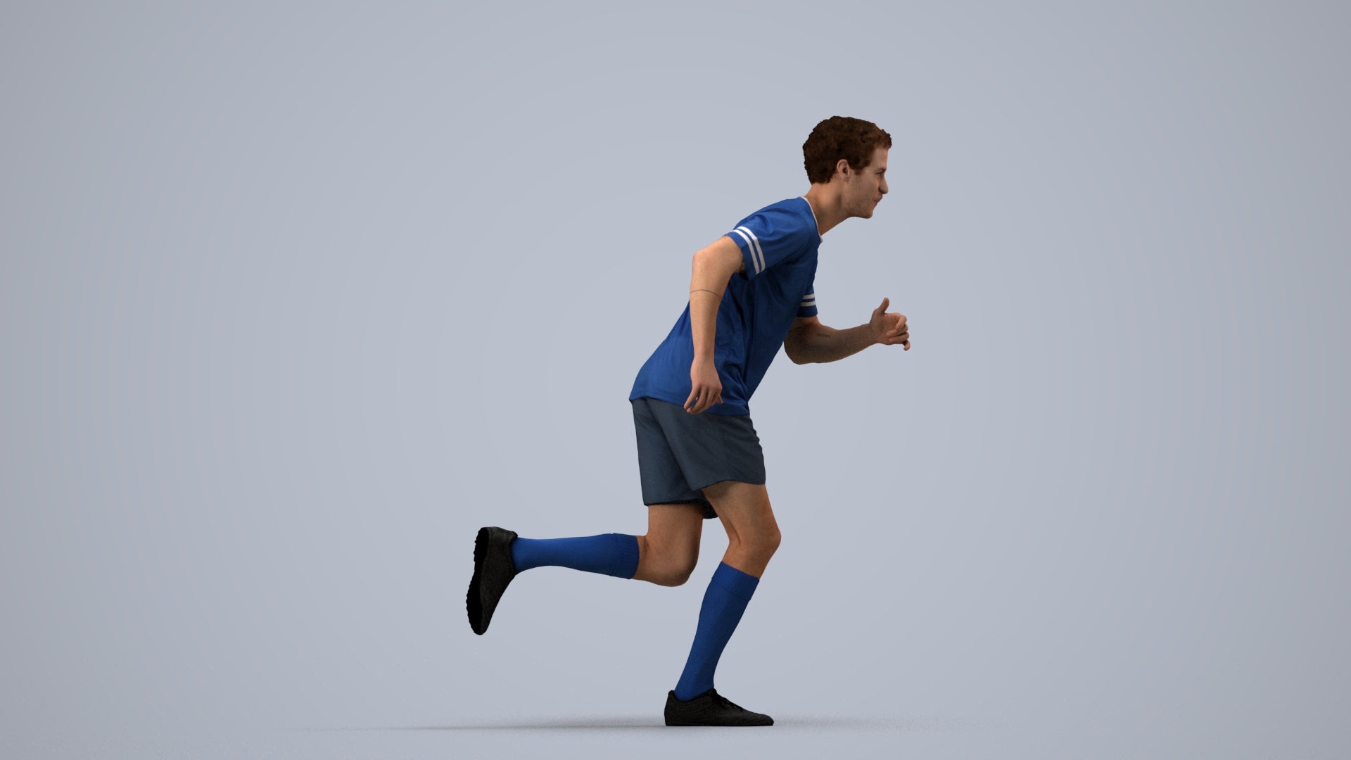 3D people model man sport, scanned human for 3ds Max rendering, side view render