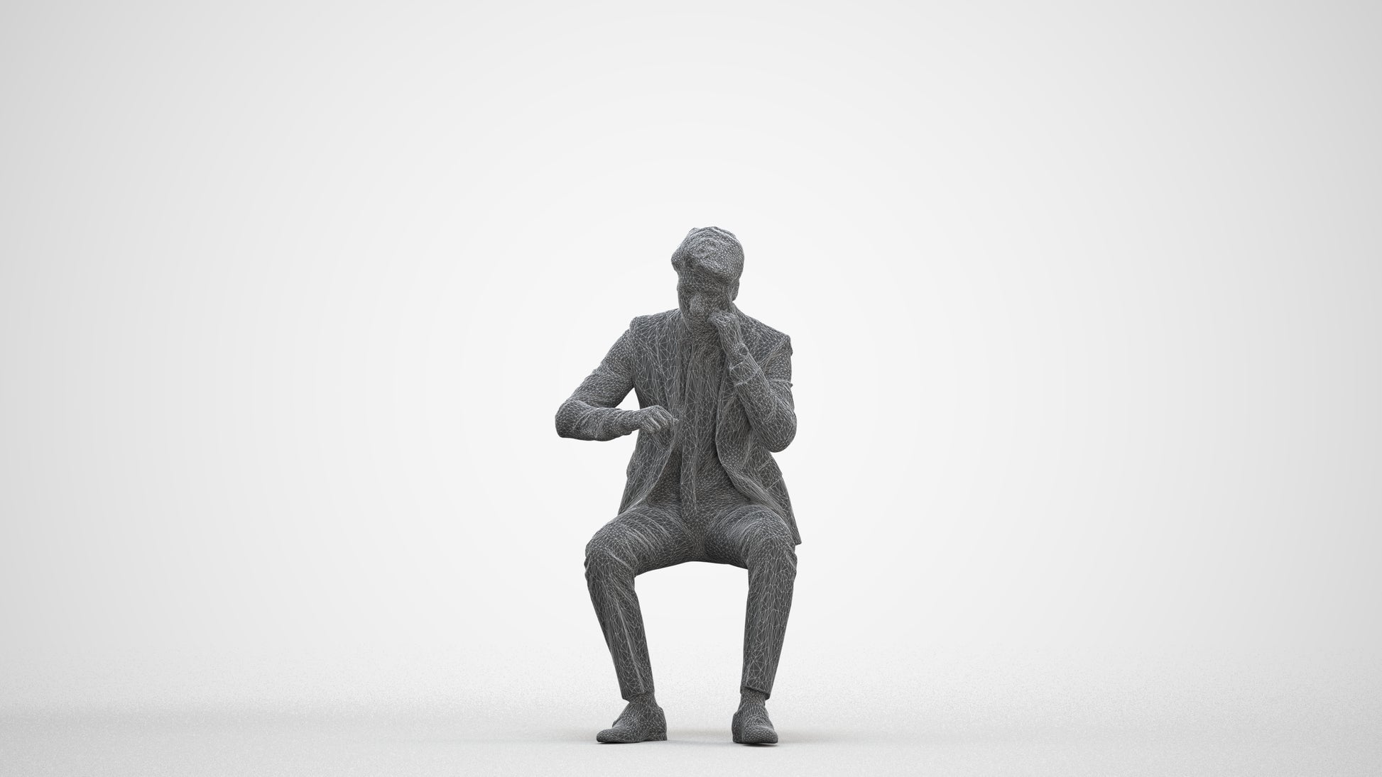 scanned 3D man business, photogrammetry people for Enscape and V-Ray, three-quarter front view render