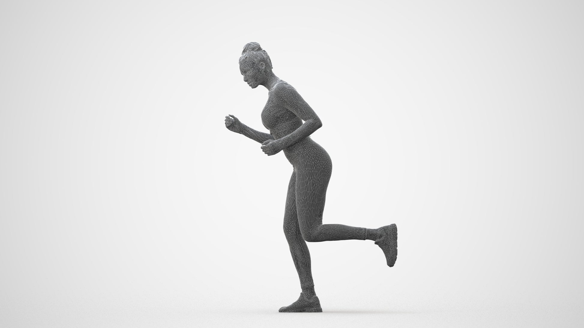 3D human model woman sport, photogrammetry scanned person for archviz, square thumbnail