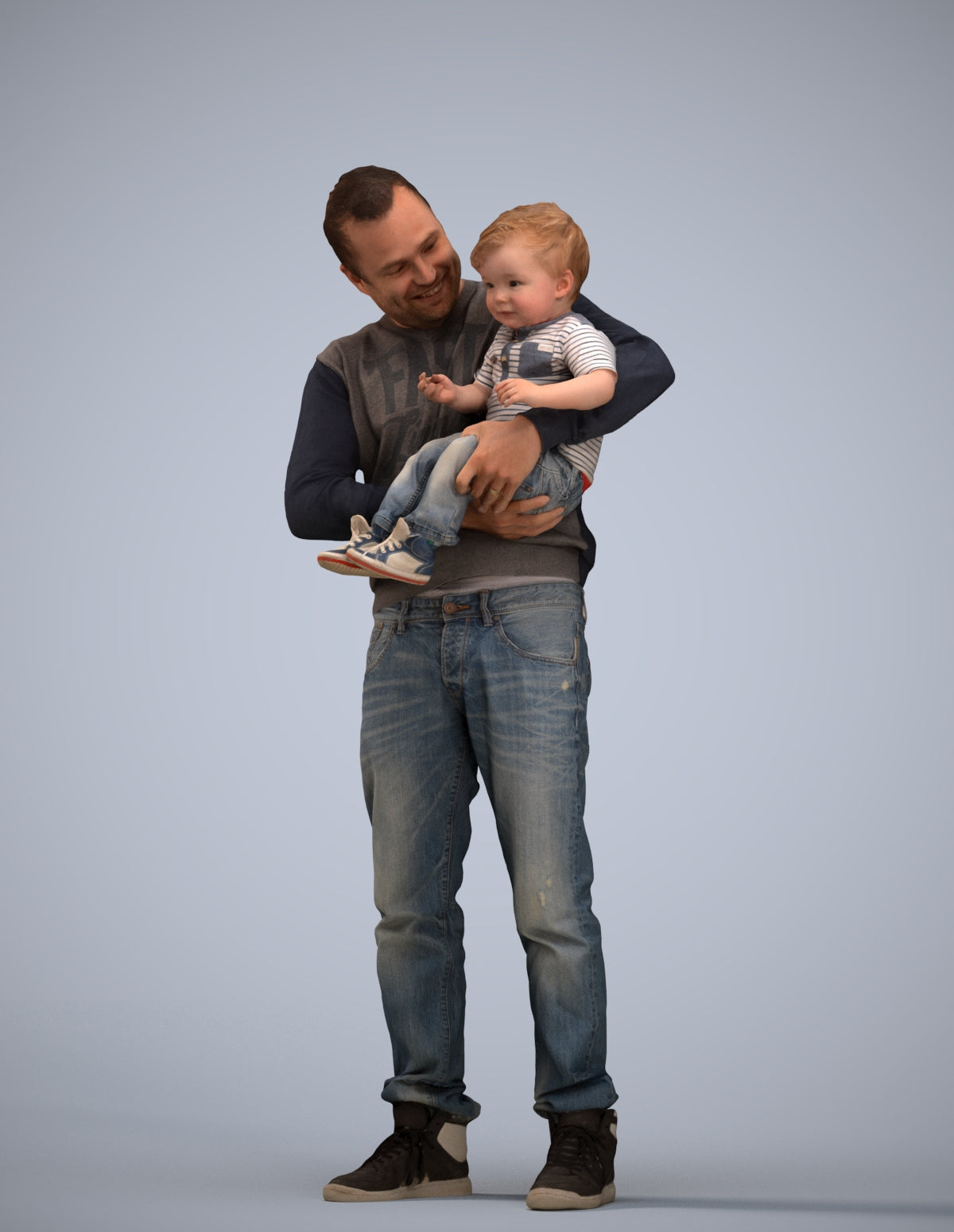 3D people model boy casual kids, scanned human for 3ds Max rendering