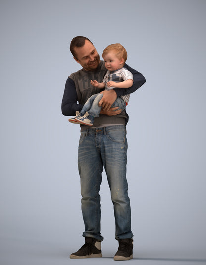3D people model boy casual kids, scanned human for 3ds Max rendering