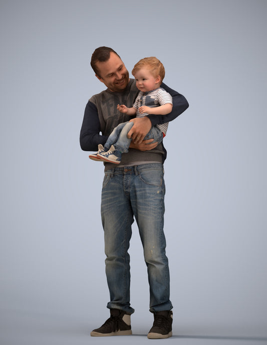 3D people model boy casual kids, scanned human for 3ds Max rendering