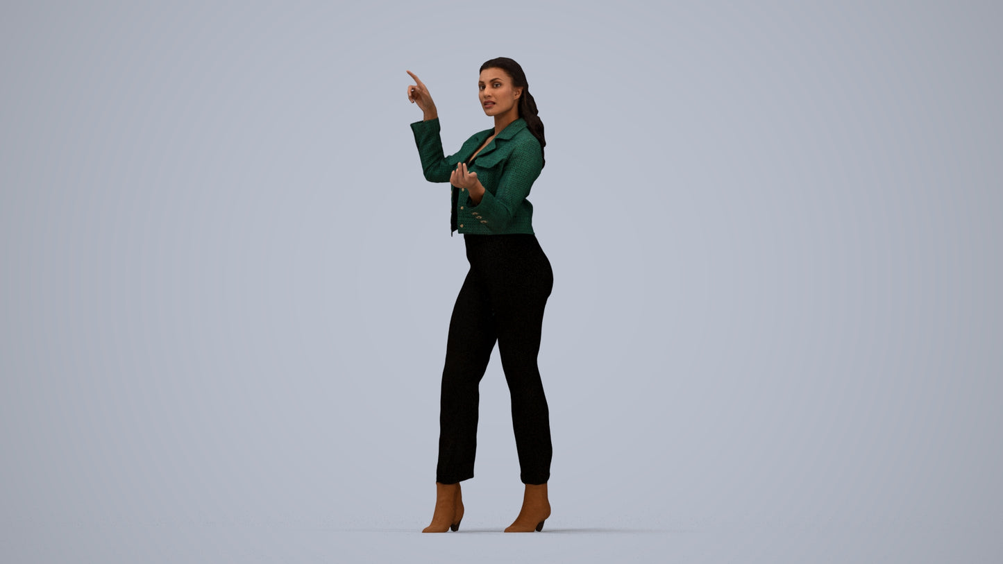 3D scanned woman standing business, photorealistic archviz people for Enscape and SketchUp, top-down view render